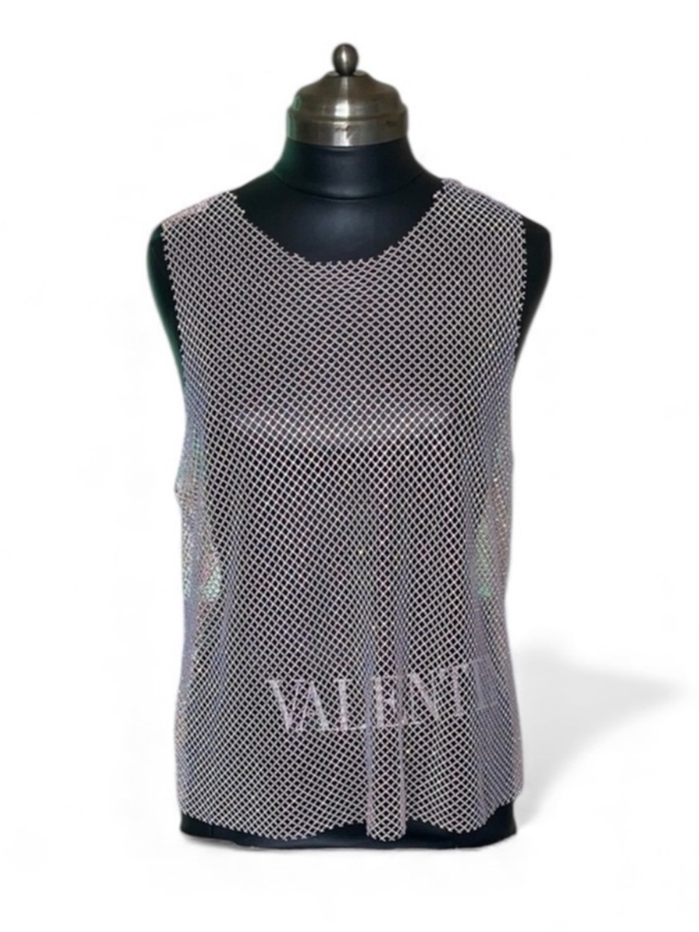 Women's Mesh Top - White with Rhône stone like beads NWOT